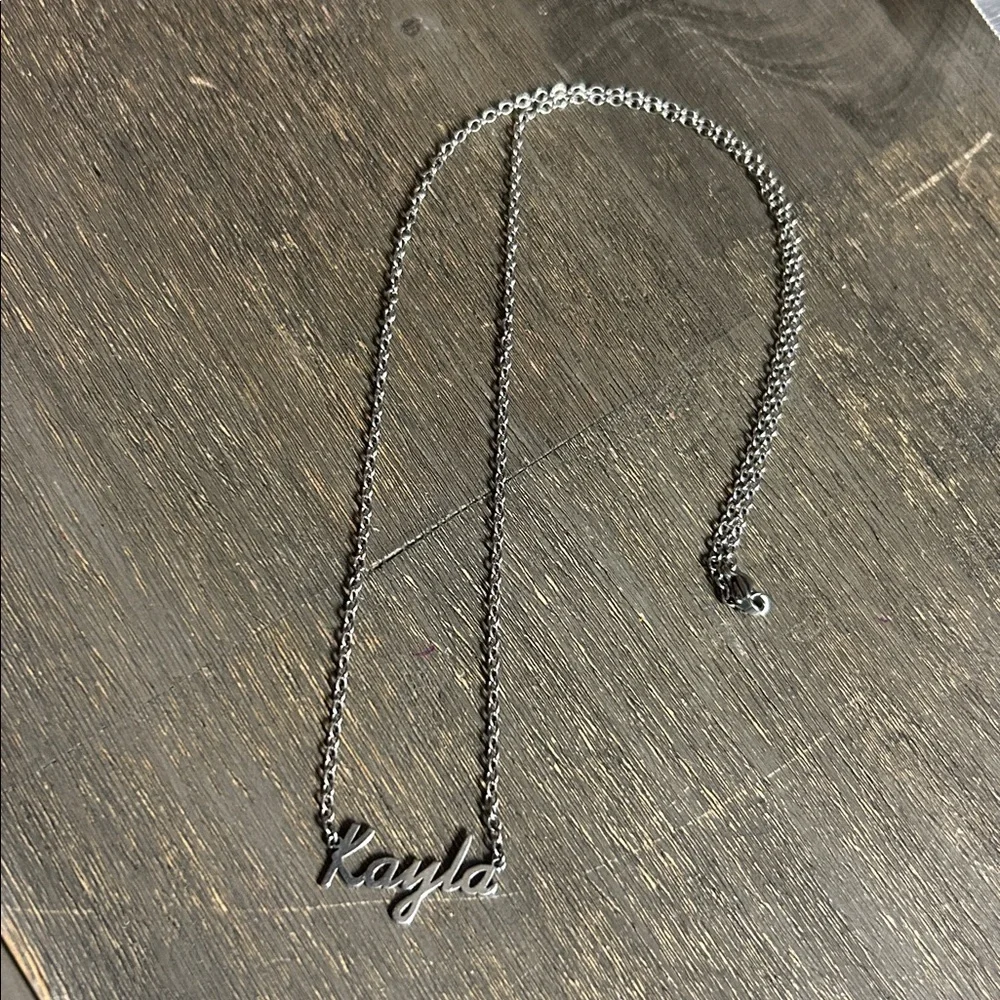 “Kayla” script necklace. Stainless 20 inch‎ chain